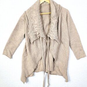 Moth Ha'Penny Wool Cowl Neck Tan Cardigan